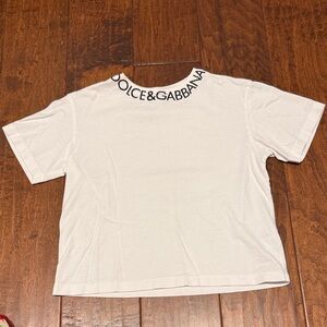 Dolce & Gabbana Cream Logo Collar Tee